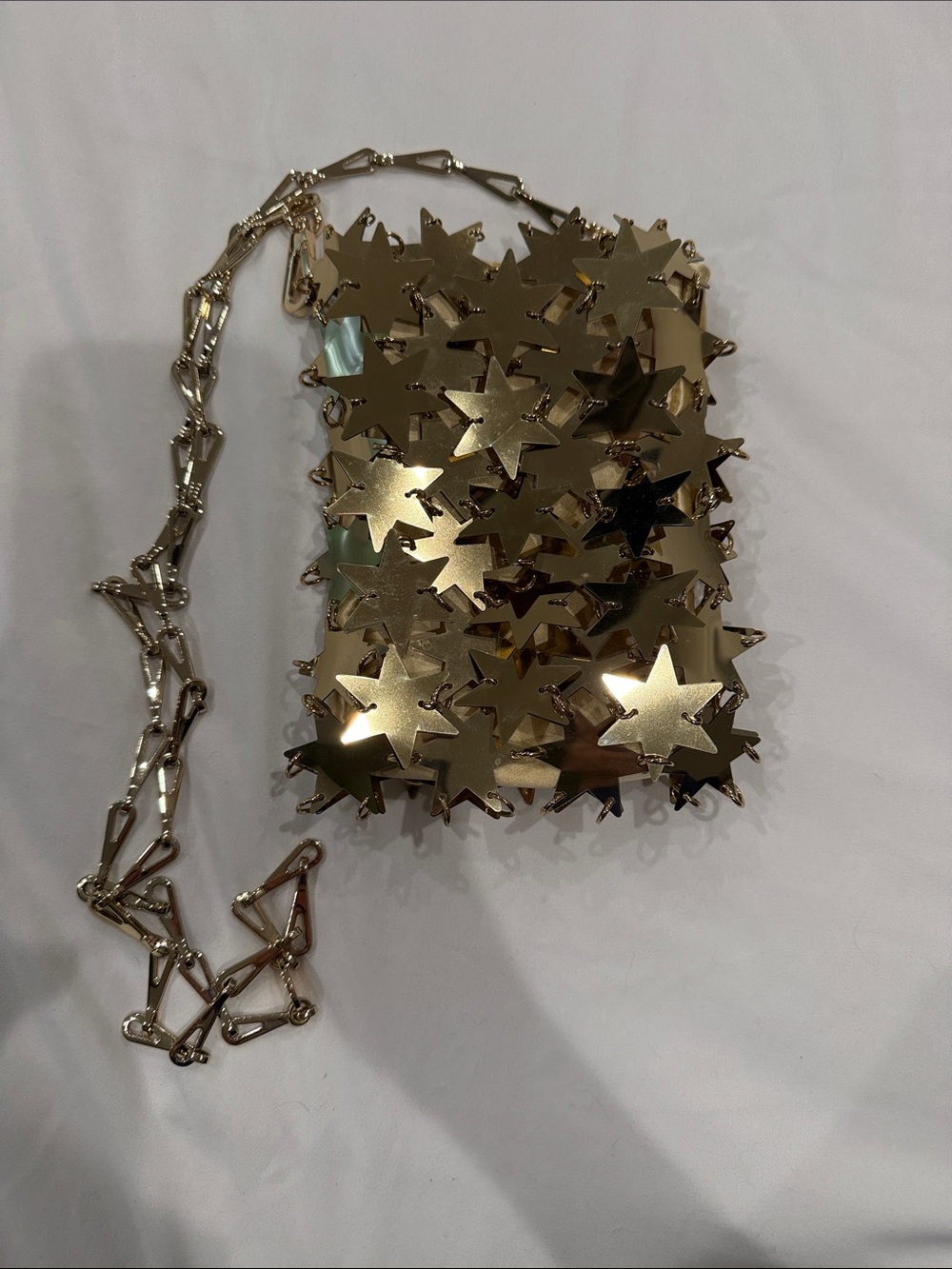 Paco Rabanne Gold Star Appliqué Chain Crossbody